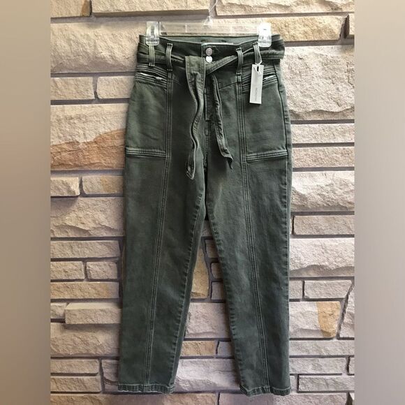 Anthropologie Hudson Utility Straight Ankle Jean with belt Rifle Green 26 NWT - Picture 14 of 16